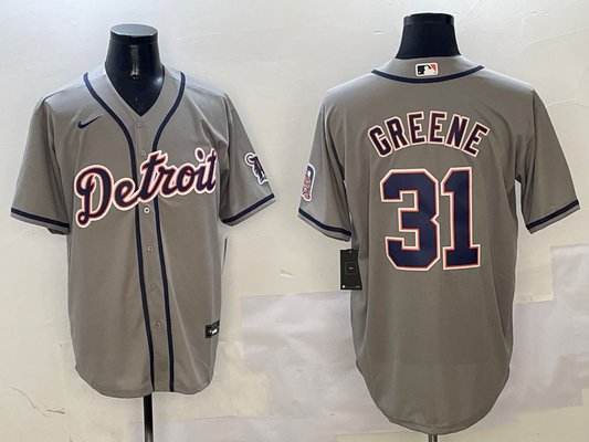 Men's Detroit Tigers Riley Greene #31 Gray Replica Player Jersey1