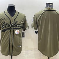 Men's Pittsburgh Steelers Olive 2022 Salute To Service Limited Blank Jersey1
