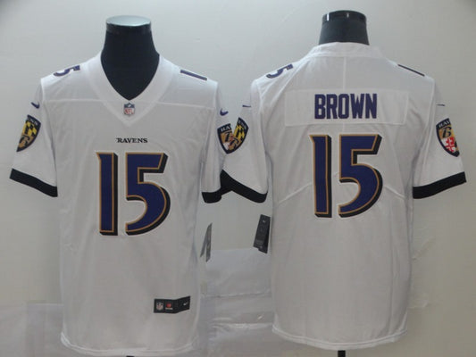 Men's Baltimore Ravens Marquise Brown #15 White Game Jersey1