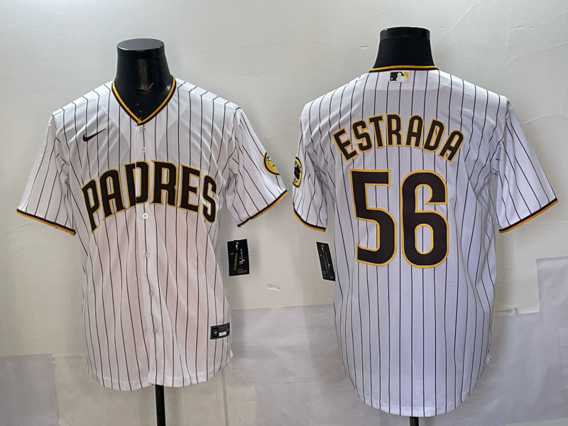 Men's San Diego Padres Jeremiah Ramiro Estrada #56 White Home Replica Jersey