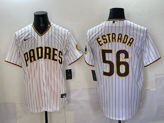 Men's San Diego Padres Jeremiah Ramiro Estrada #56 White Home Replica Jersey