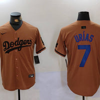 Men's Los Angeles Dodgers Julio Urias #7 Brown Replica Player Jersey1