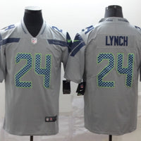 Men's Seattle Seahawks #24 Marshawn Lynch Jersey Grey