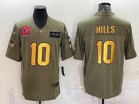 Men's Houston Texans Davis Mills #10 Brown Game Jersey1
