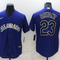 Men's Colorado Rockies Kris Bryant #23 Purple Replica Baseball Jersey1
