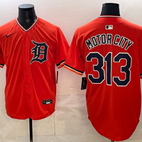 Men's Detroit Tigers Motor City #313 Orange Alternate Stadium Jersey