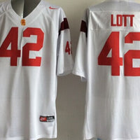 Men's USC Trojans Ronnie Lott #42 White Player Game Jersey