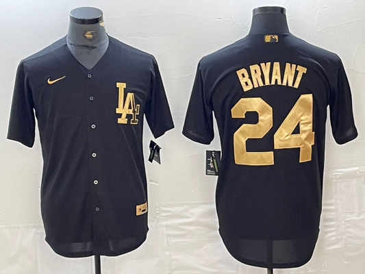 Men's Los Angeles Dodgers Kobe Bryant #24 Black Limited Player Jersey1