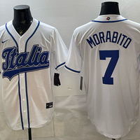 Men's Italy Baseball Alessandro Morabito #7 White 2026 World Baseball Classic Stadium Jersey