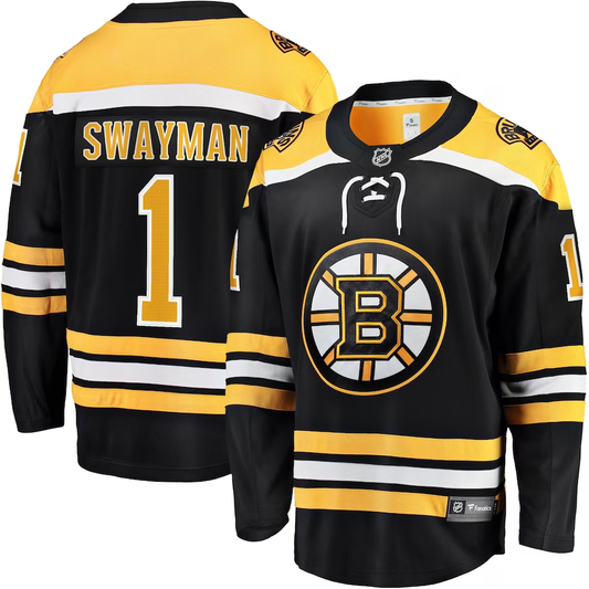 Men's Boston Bruins Jeremy Swayman #1 Black Replica Player Jersey1