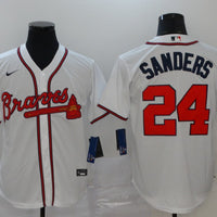 Men's Atlanta Braves Deion Sanders #24 White Replica Player Jersey1