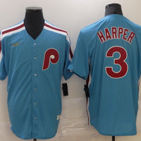 Men's Philadelphia Phillies Bryce Harper #3 Blue Replica Baseball Jersey1