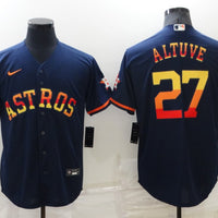 Men's Houston Astros Jose Altuve #27 Navy Replica Player Jersey1