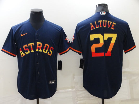 Men's Houston Astros Jose Altuve #27 Navy Replica Player Jersey1