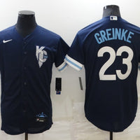Men's Kansas City Royals Zack Greinke #23 Navy Replica Baseball Jersey1