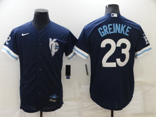 Men's Kansas City Royals Zack Greinke #23 Navy Replica Baseball Jersey1