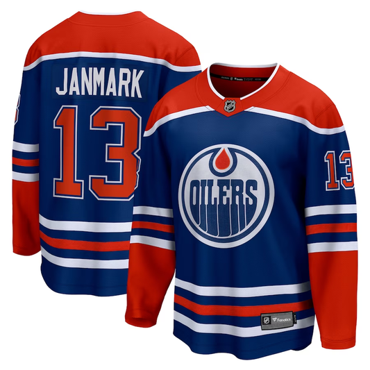 Men's Edmonton Oilers Mattias Janmark #13 Royal Home Breakaway Jersey1