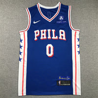 Men's Philadelphia 76ers Tyrese Maxey Blue 2020/21 Fast Break Replica Jersey1