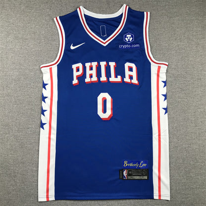 Men's Philadelphia 76ers Tyrese Maxey Blue 2020/21 Fast Break Replica Jersey1