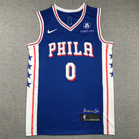 Men's Philadelphia 76ers Tyrese Maxey Blue 2020/21 Fast Break Replica Jersey1