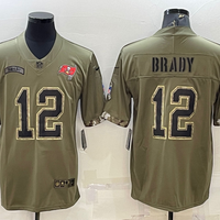 Men's Tampa Bay Buccaneers Tom Brady #12 Olive 2022 Salute To Service Retired Player Limited Jersey1
