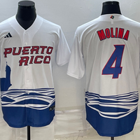 Men's 2023 World Baseball Classic #4 Yadier Molina Puerto Rico White Jersey1
