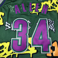 Men's Milwaukee Bucks Ray Allen #34 Green Swingman Player Jersey1 - Graffiti Edition