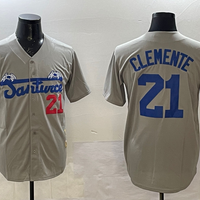 Men's Santurce Crabbers Roberto Clemente #21 Gray Puerto Rico Baseball Jersey1