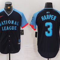 Men's National League Bryce Harper #3 Navy 2024 MLB All-Star Game Limited Player Jersey1