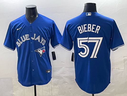 Men's Toronto Blue Jays Shane Bieber #57 Royal Alternate Player Jersey