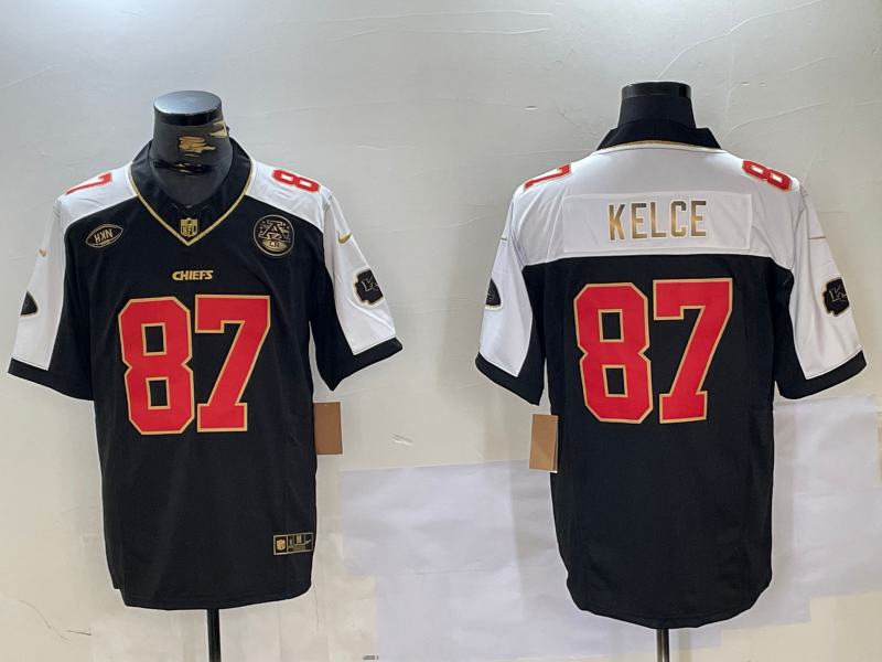 Travis Kelce #87 Kansas City Chiefs Black Vapor Limited Jersey - JerseysFreak