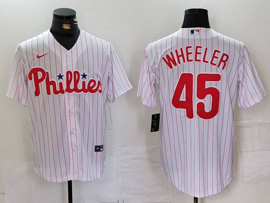 Men's Philadelphia Phillies Zack Wheeler #45 White Replica Player Jersey1