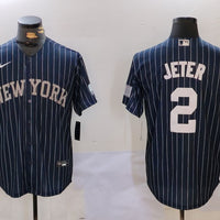 Men's New York Yankees Derek Jeter #2 Navy Player Jersey1