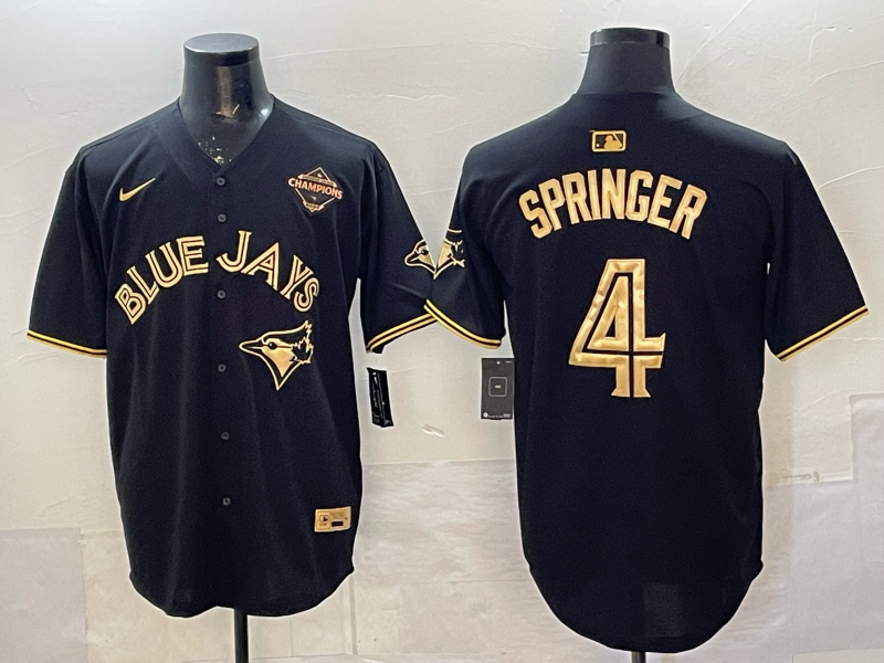 Men's Toronto Blue Jays George Springer #4 Black Player Jersey