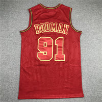 Men's Chicago Bulls Dennis Rodman #91 Red Hardwood Classics Swingman Jersey1