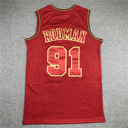 Men's Chicago Bulls Dennis Rodman #91 Red Hardwood Classics Swingman Jersey1