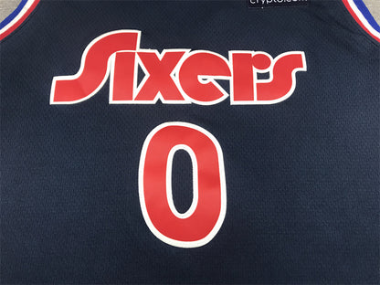 Men's Philadelphia 76ers Tyrese Maxey Navy 2021/22 Swingman Jersey1 City Edition