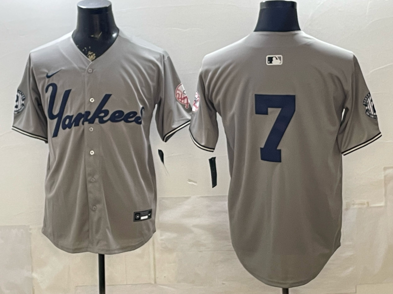 Men's New York Yankees Mickey Mantle #7 Gray Stadium Jersey