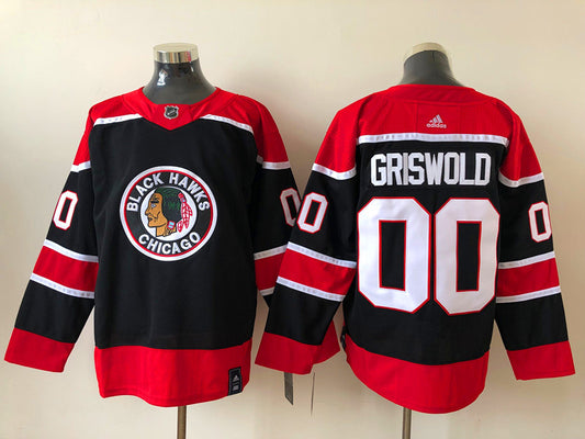 Men's Chicago Blackhawks Clark Griswold #00 Christmas Vacation Black Breakaway Player Jersey1