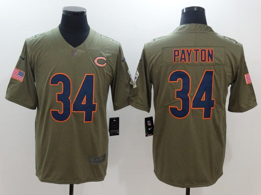 Men's Chicago Bears Walter Payton #34 Army Green Game Jersey1