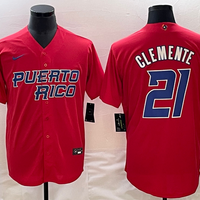 Men's 2023 World Baseball Classic #21 Roberto Clemente Puerto Rico Red Jersey1