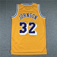 Men's Los Angeles Lakers Magic Johnson #32 Yellow Throwback Jersey1