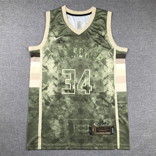 Men's Milwaukee Bucks Giannis Antetokounmpo #34 Brown Select Series Swingman Jersey1