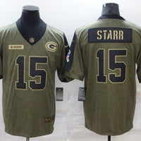 Men's Green Bay Packers Bart Starr #15 Brown Game Jersey1