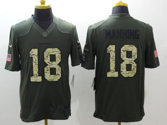Men's Denver Broncos Peyton Manning #18 Army Green Game Jersey1