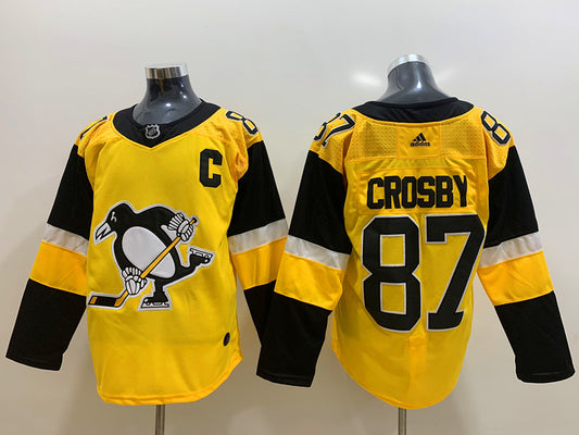 Men's Pittsburgh Penguins sidney crosby  #87 Gold Player Game Jersey1