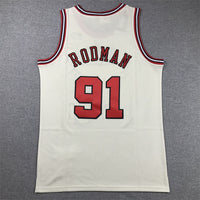 Men's Chicago Bulls Dennis Rodman #91 Cream Hardwood Classics Swingman Jersey1