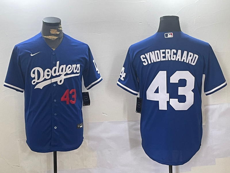 Men's Los Angeles Dodgers Noah Syndergaard #43 Blue Replica Player Jersey1
