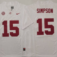 Men's Alabama Crimson Ty Simpson #15 White Player Jersey
