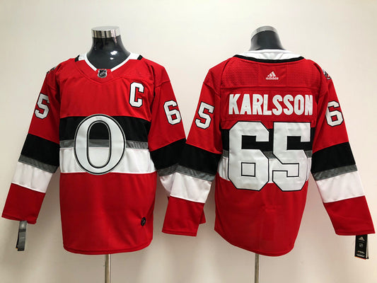 Men's Ottawa Senators Erik Karlsson #65 Red Player Jersey1